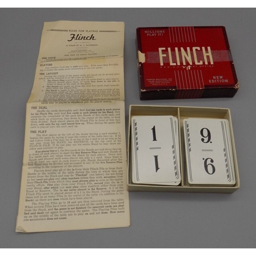 1938 Flinch Card Game Complete Original in Box Parker Brothers Vintage